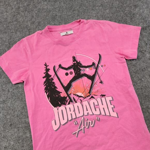 VTG 90s Jordache Women XS Pink Skiing Air USA Made Single Stitch Graphic T Shirt - Picture 2 of 10